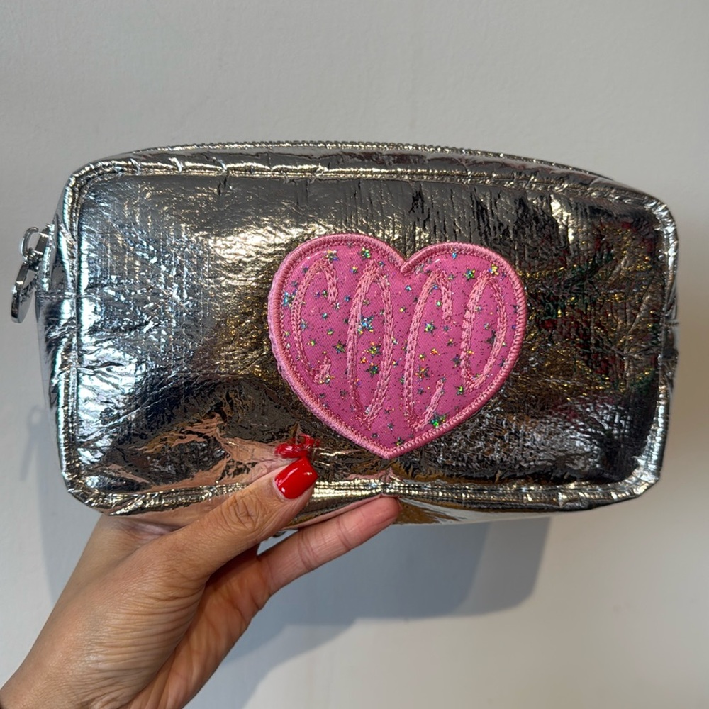NWOT Stoney clover lane metallic pouch with Coco patch!
